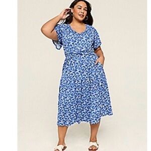 Lane Bryant Blue and White Midi Dress